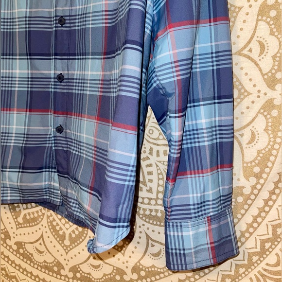 “COLUMBIA” MEN’S PLAID BUTTON-UP LONG SLEEVE DRESS SHIRT, SIZE LARGE - Picture 2 of 9